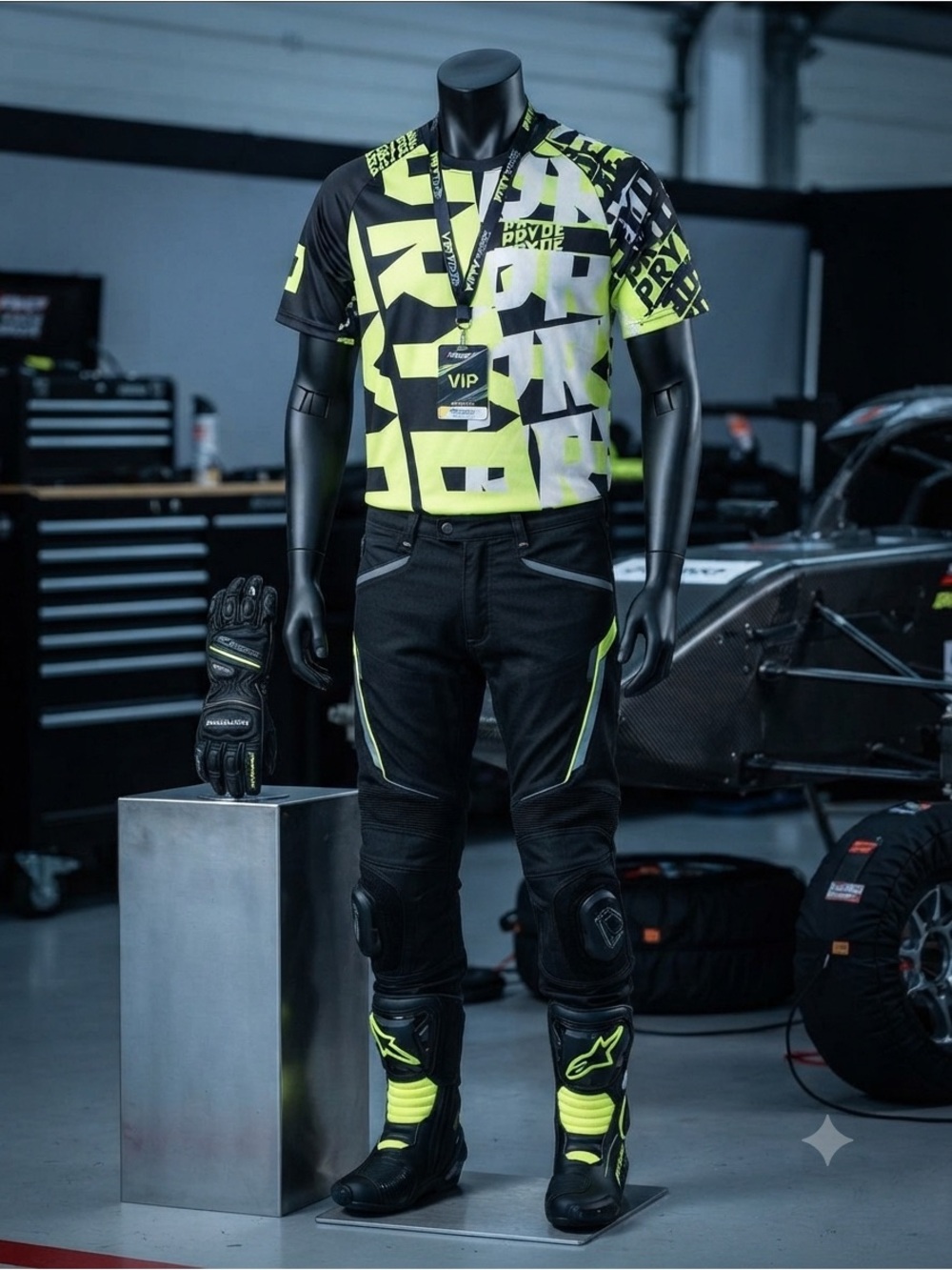 PRYDE Motorsport Men's Neon Lime & Black Graphic Performance Jersey Mens 3XL